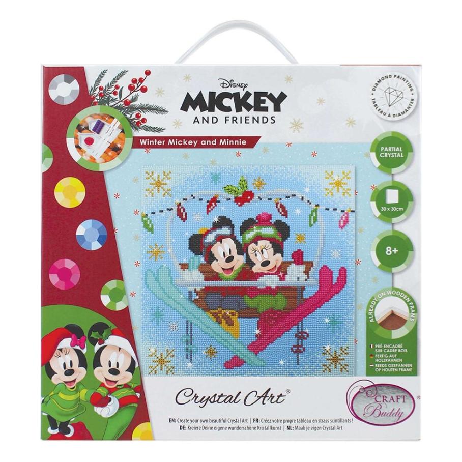 Craft Buddy Winter Mickey und Minnie beim Skifahren, Bild 30x30cm Crystal Art Kit (16583966)