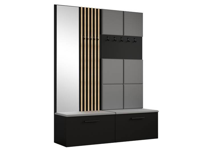 GARDEROBENSCHRANK MODULO 161,2/204/40 cm Modern Garderobe-Set Schwarz