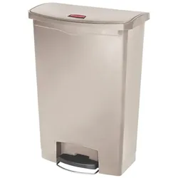 Treteimer Rubbermaid Slim Jim Kunststoff beige 90 L Tretabfallbehälter mit Pedal an der Breitseite