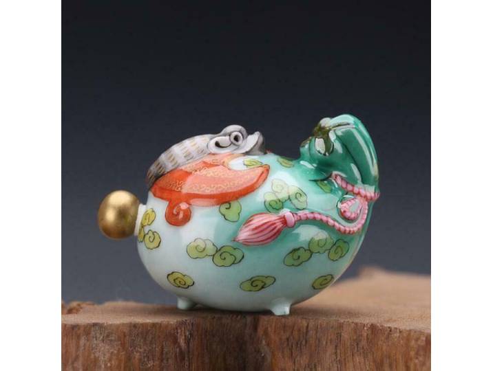 Bouteille à priser en émail chauve-souris Ruyi de la dynastie Qing Qianlong, porcelaine Antique de Jingdezhen
