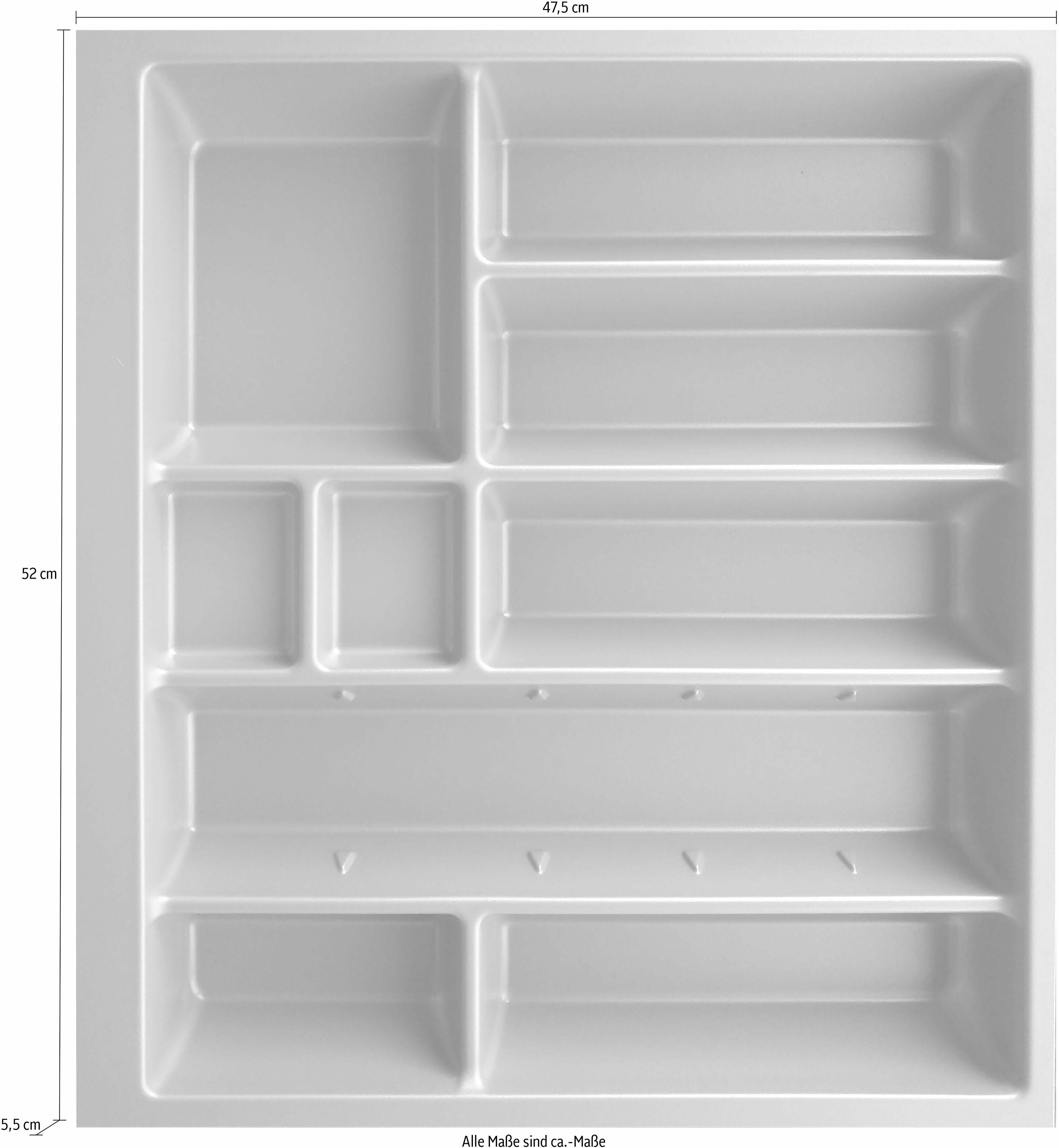 Besteckeinsatz KOCHSTATION "Cara", grau (silbergrau), B:52cm H:47,5cm T:5,5cm, Kunststoff, Schubladeneinsätze, Besteckeinsatz, 60 cm breit, für Schubkästen der Serien Tokio, Cara, Elga, Tara, Avio silbergrau B/H/T: 52cm x 47,5cm x 5,5cm