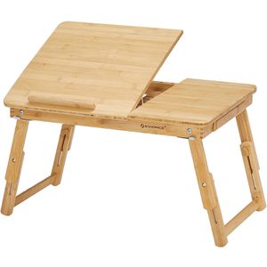 Songmics Laptoptisch LLD01N, aus Bambus, höhenverstellbar, winkelverstell- und klappbar, 54,5 x 21 x 34,5 cm