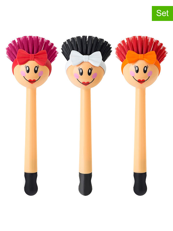 Vigar 3er-Set: Spülbürsten "Dolls" in Bunt - (H)23,5 cm - onesize