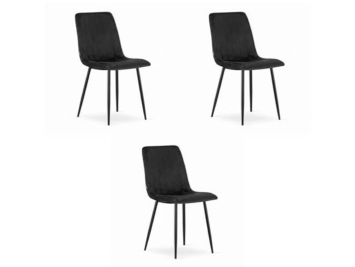 NMK HOME Stuhl 3er Set, Samt, Stabil, Esszimmer, Schwarz, 3 STK Samtpolster, Wohnzimmer, Büro, zeitlos, hochwertig, ergonomisch