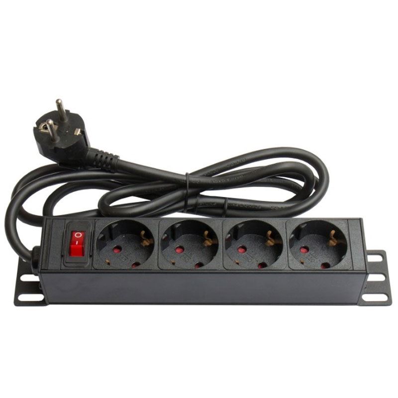1.80m Good Connections Steckdosenleiste 10" Rackmount mit Schalter Schwarz 4 (GC-N0075)