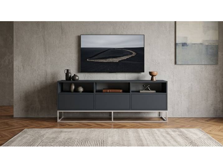 TV Sideboard – weiß/grau/schwarz Premium Dekore Schwarz