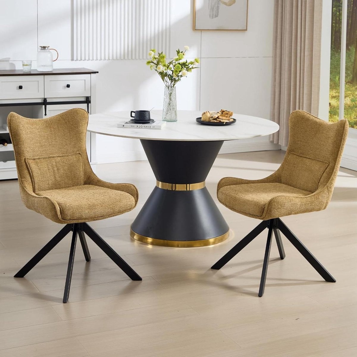 Draaibare Eetkamerstoelen - Gestoffeerde Keukenstoelen - 360 Graden Draaibaar