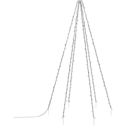 ECD Germany Fahnenmast Lichterkette 6x2,08 m 192 LEDs Warmweiß IP44 Außenbeleuchtung mit Heringen & Kabelbindern Schwarz