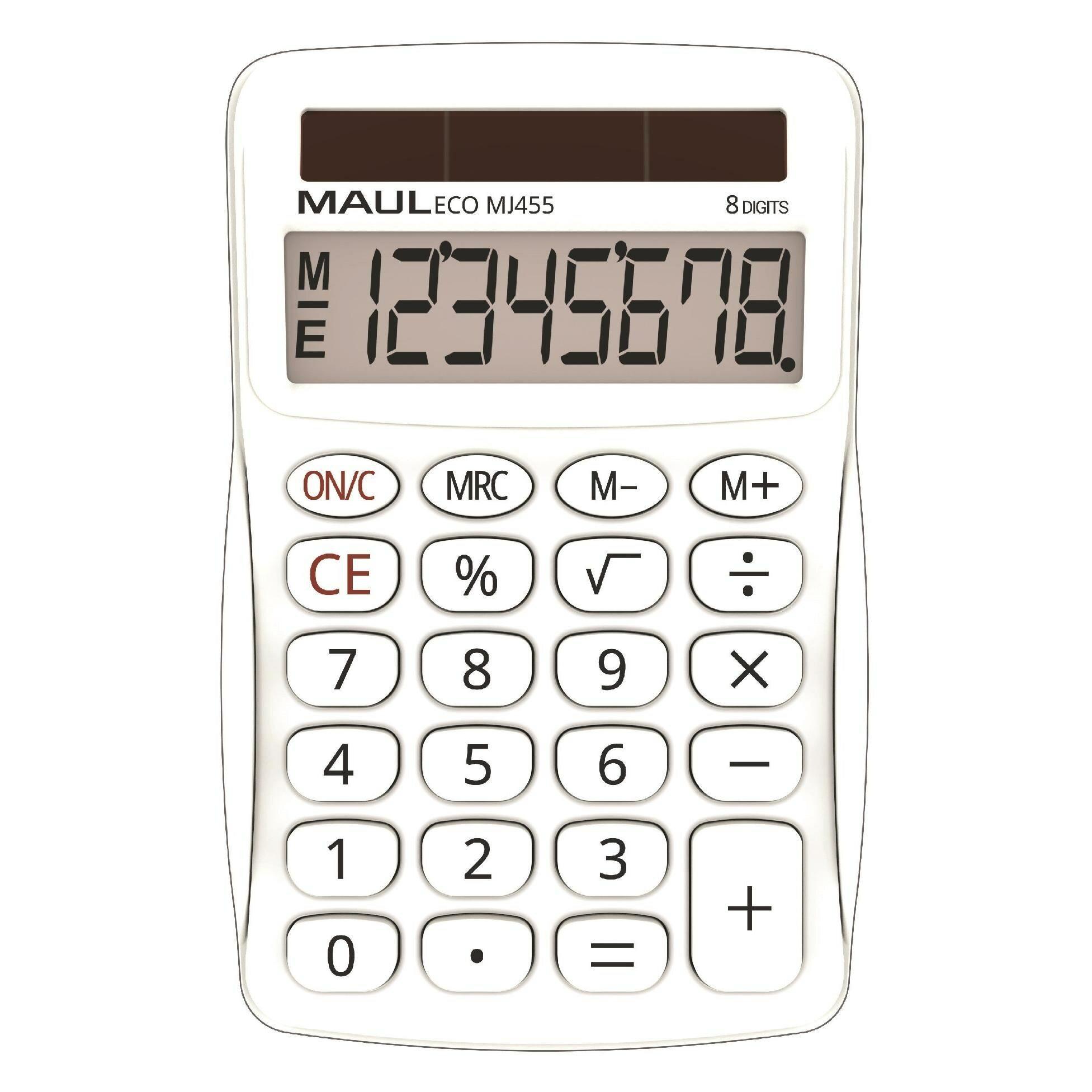 Maul Tischrechner Solar ECO MJ 455 weiss (Solarenergie) (72631 02)