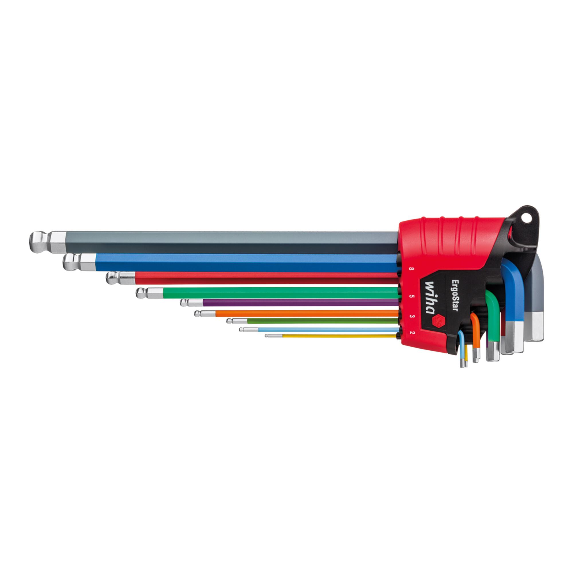 Stiftschlüssel Set im ErgoStar Halter Sechskant-Kugelkopf 9-tlg. farbig leuchtend (41483) ; Wiha)
