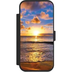 Nivocase Klapphülle für Apple iPhone Air Handyhülle aus Kunst Leder NIVOflip schwarz Meer Sonnenuntergang (Apple iPhone Air), Smartphone Hülle, Schwarz