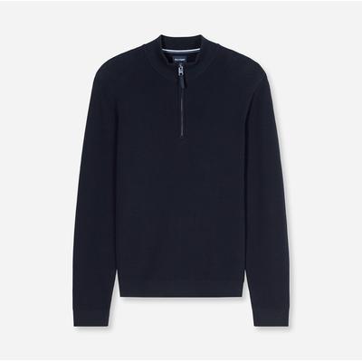 Troyer OLYMP, Herren, Gr. L, blau (marine), Strick, Obermaterial: 89% Baumwolle, 11% Polyamid, regular fit normal, Rippbündchen, Pullover Troyer, regular fit, Stehkragen, strukturierte Ware