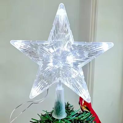 Fusion Finds Glowing Christmas Decoration, Glitter Star Tree Topper, Shining Ornaments For Home Decor, Navidad, New Year white Light 15cm
