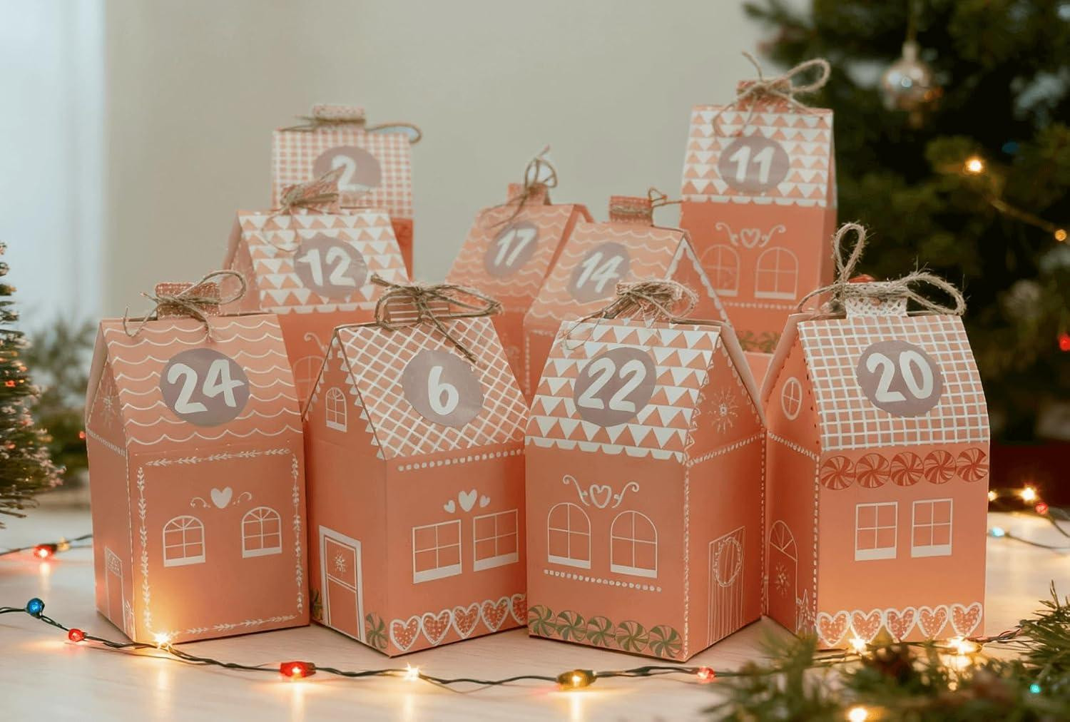 oCreon Adventskalender om te vullen met stickers - Peperkoekhuis - 24 stuks