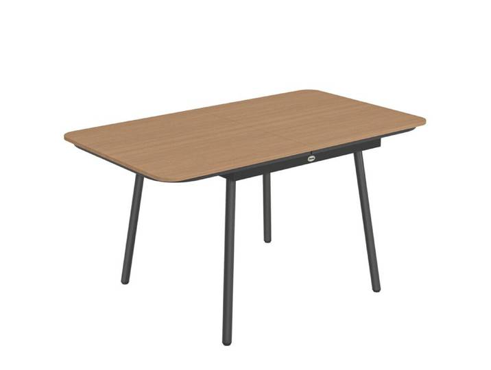 YWJ Table Jardin 140x80cm 6 Personnes Antirouille WPC Pieds Réglables Teck Extérieur Manger