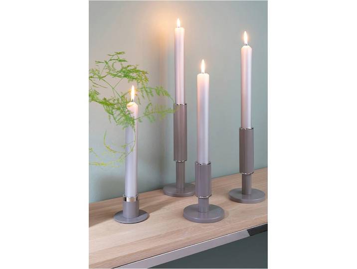 Kerzenständer FINK RITMO, Leuchter , braun (hellbraun), B:10cm H:23,7cm T:10cm, Metall, Kerzenhalter, Kerzenständer