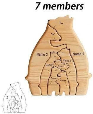 Uplift Picks Personalized Wooden Bear Family Puzzle For Heartwarming Custom Home Decor Gifts 7 Members not Customized