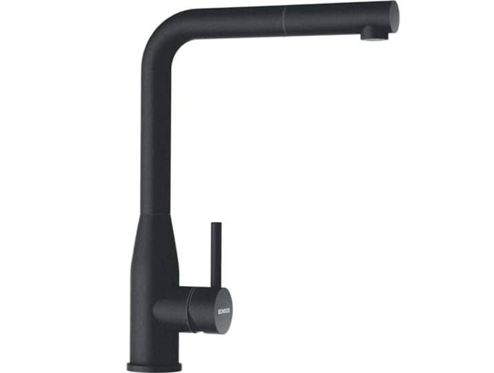 SCHOCK 518127PUR Küchenarmatur KETO Puro – Hochdruck Armatur mit ausziehbarer Schlauchbrause, Standard Norm-Anschlüssen, schwarz