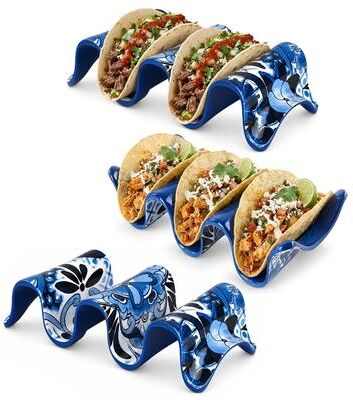 Prepara Melamine Taco Holder 3 Pack Coastal Stripes Holds Tacos Upright