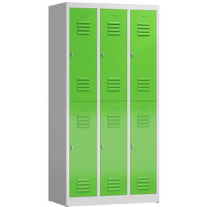 ClassiX Spind X-520235, grün, 3 Abteile, 6 Fächer, mit Drehriegelschloss, 87 x 180 cm