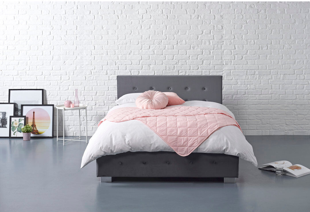 17 Stories Alfreida Upholstered Ottoman Bed Gray Small Double (4')