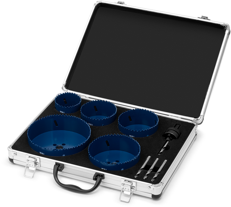 HBM set di seghe a tazza bimetalliche 9 pezzi, 57 - 127 mm