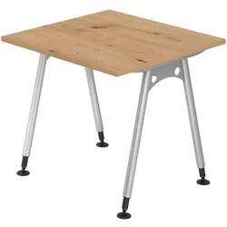bümö manuell höhenverstellbarer Schreibtisch 80x80 cm in Asteiche - PC Tisch höhenverstellbar & klein, höhenverstellbarer Tisch Büro, kleiner