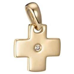 CANADIAN DIAMONDS Kreuz-Anhänger 1 Brillant ca. 0,015ct Gold 585