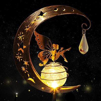 Handpicked Choices Romantic Moon Lamp Solar Garden Lights Fairy Garden Decor Outdoor Stake Romantic Moon Lamp Solar Garden Lights Fairy Garden Decor Outdoor Stake