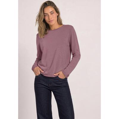 Rundhalspullover STREET ONE, Damen, Gr. 38, soft mauve meliert, Web, 60% Viskose, 40% Baumwolle, unifarben, comfort fit normal, Rundhals, Rollsaum, Pullover Rundhalspullover, mit Rundhalsausschnitt