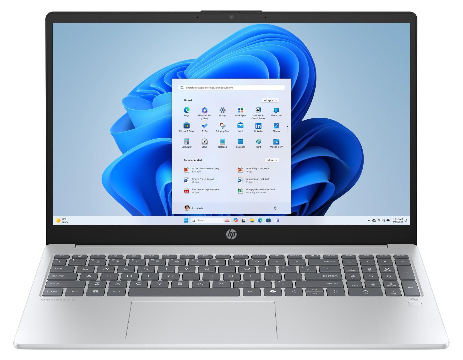 HP OmniBook 3 NGAI OmniBook 3 Next Gen AI 15-fn0653ng, AMD Ryzen AI 5, 3,4 GHz, 39,6 cm (15.6"), 1920 x 1080 Pixel, 16 GB, 1 TB