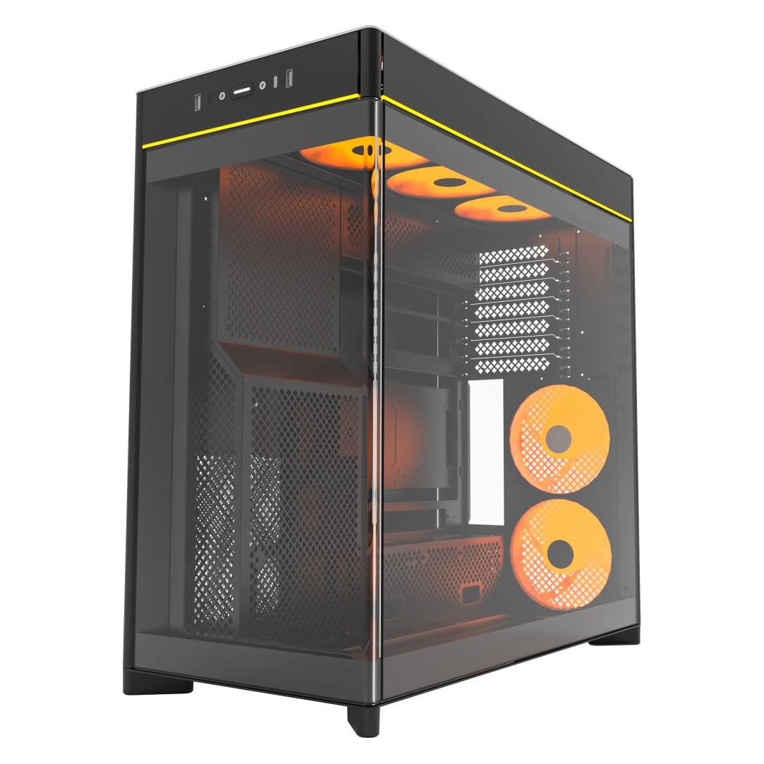 Montech HS02 PRO, ATX Mid-Tower PC-Gehäuse, Gaming-PC, High-Airflow, reversibles Layout, stabile geb (ATX, mATX, Mini-ITX) (HS02 PRO (B))