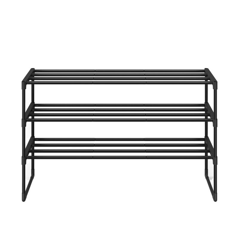 JOYFURNOS Zwart 3-laags metalen schoenenrek, Breedte: 30 cm, Hoogte: 92 cm, Diepte: 55 cm