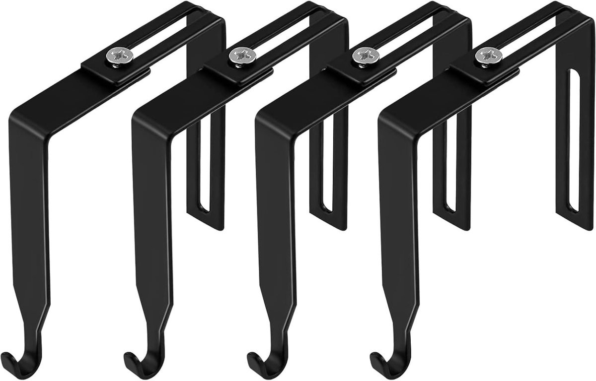 Set van 4 verstelbare metalen deurhangers voor kasten en panelen