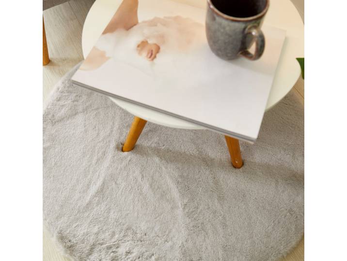 Hochflor-Teppich OTTO HOME Lugano , grau, H:30mm Ø:80cm, Teppiche, Hochflor-Teppich, Kunstfell, Uni Farben, sehr weich & kuschelig
