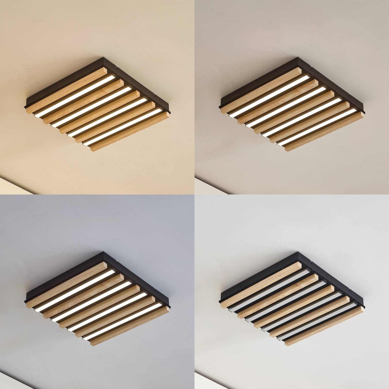 Deckenlampe Firka Lindby, dimmbar, Holz hell, für Wohn- / Esszimmer, Holz, Modern, Deckenlampe