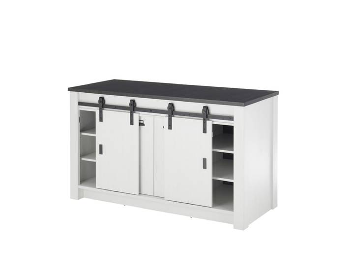 Küche Spültisch SHERWOOD ca. 161 x 93 x 64 cm Pinie Weiss Dekor
