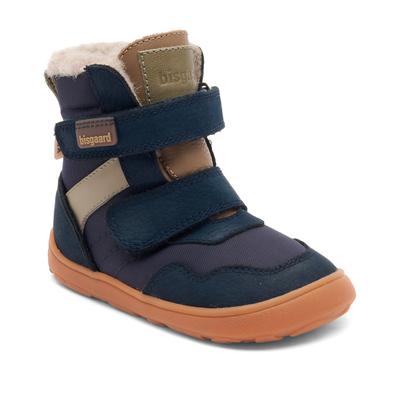 Winterboots BISGAARD "barefoot tex", Mädchen, Gr. 32, wärmend, navy, Leder, Textil, Schuhe Winterboots, Klettboots, Snowboots mit Klettriemchen, TEX-Membrane
