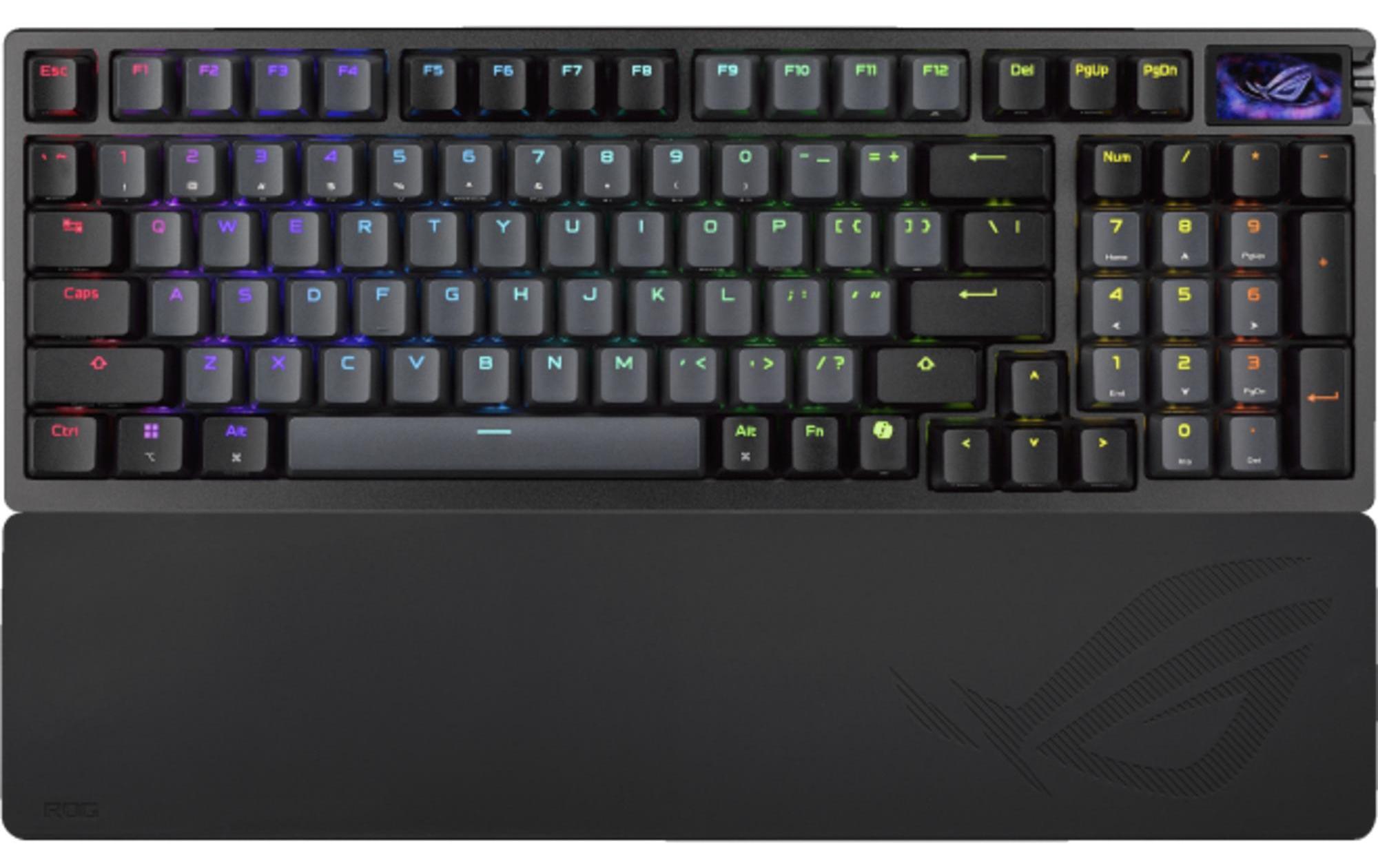 ASUS ROG Azoth 96 HE, Verkabelt & Kabellos, USB + RF Wireless + Bluetooth, Magnetic-mechanical key switch, QWERTZ, RGB-LED, Schwarz