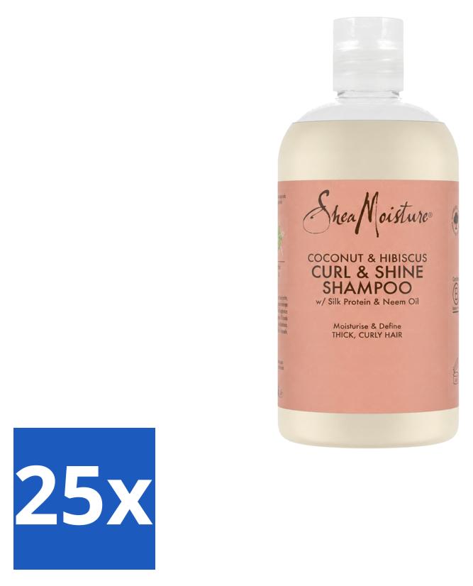 25 x Shea Moisture Coconut & Hibiscus Curl & Shine Shampoo 384 ml - Vorteilspackung - 25 Stücke