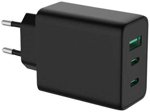 Value 19.99.1096 USB Ladegerät 65 W 1x USB-A, 2x USB-C USB PD Schwarz Innenbereich