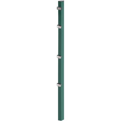 Zaunpfosten ALBERTS, grün, B:6cm H:150cm T:4cm, Stahl, Zaunpfosten, 60x40 mm für Doppelstabmattenzaun, 150 cm, mit Klemmlaschenbefestigung