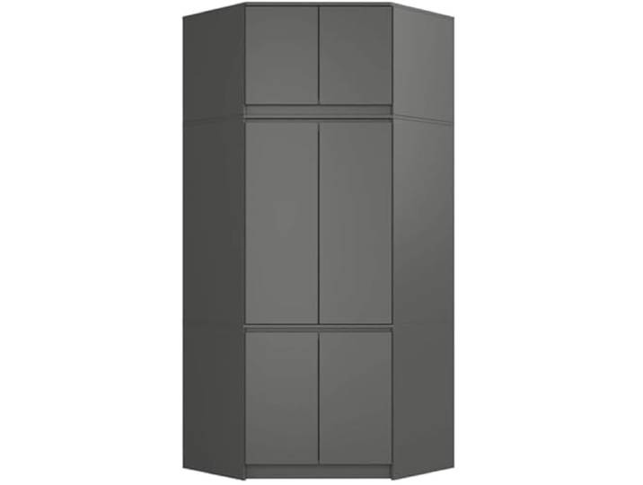 BDW Schlafzimmer Eckschrank mit Verlängerung - Elegant und funktionell - Großes Fassungsvermögen - Vielseitiger Stil - Einfache Montage - 100 cm - 6 Türen, 9 Einlegeböden - Grau