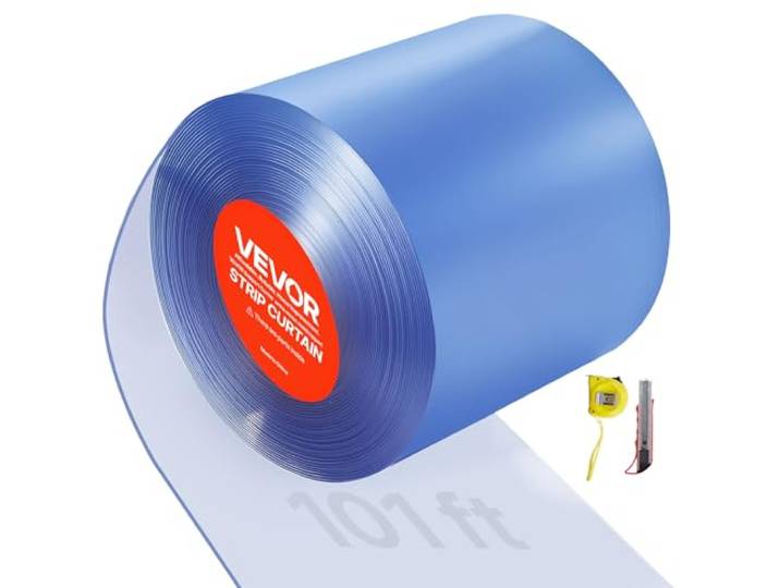VEVOR Rideau Lanière PVC 30\,8x0\,3 m Rouleau Lanière Plastique Transparent de Porte\, Bande Isolation Thermique et Coupe Vent\, pour Portes de Chambres Froides\, de Supermarchés\, de Garages\, d'Entrepôts