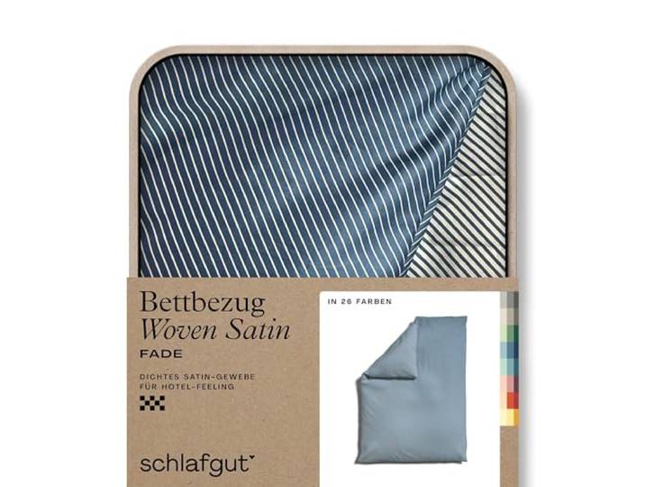 schlafgut Woven Fade Satin Bettwäsche 135x200cm gestreift Bettdecke Bezug einzeln, Gray Fade in Hotelqualität mit 100% Baumwolle