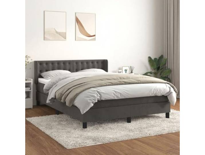 YNGBHFNOP Samt Taschenfederkern verstellbares Kopfteil 140x200 cm Grau Boxspringbett mit Matratze Dunkelgrau 140x200 cm Samt Bett mit Kopfteil Taschenfederkern Topper Orthopädisch