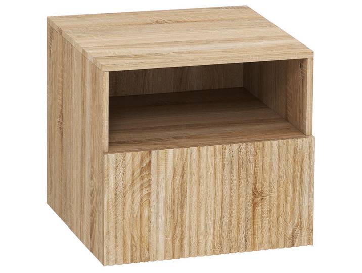 Homcom Nachttisch Hängend Beistelltisch mit Schublade Offenes Fach Holzoptik, Naturfarben, Holzwerkstoff, 1 Schubladen, 39.5x35x40 cm, Schlafzimmer, Nachttische