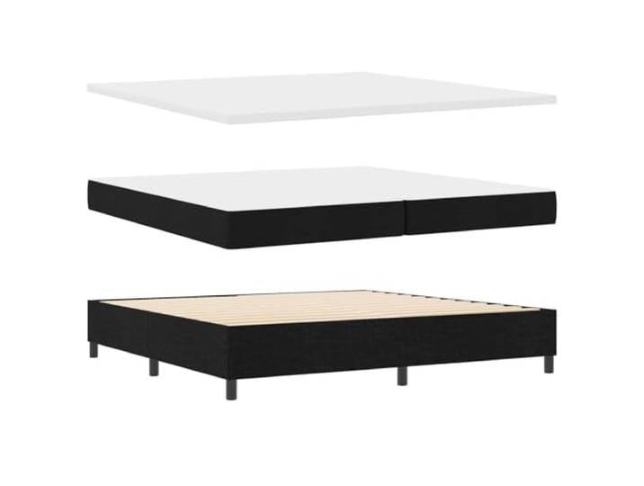Taschenfederkern Boxspringbett LED Beleuchtung Stoff Schwarz 200x200 cm Boxspringbett mit Matratze LED Schwarz 200x200 cm Stoff Kaiserbett mit verstellbarem Kopfteil Taschenfederkern