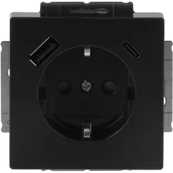 Busch-Jaeger 20EUCB2USBAC-885 SCHUKO® USB-Steckdosen-Einsatz Safety+ mit USB A/C schwarz matt - Plattform 63 2CKA002011A6312 20EUCB2USBAC885