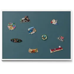 MAGNETTAFEL 100x70 cm Weißer Rahmen Dunkles Petrol